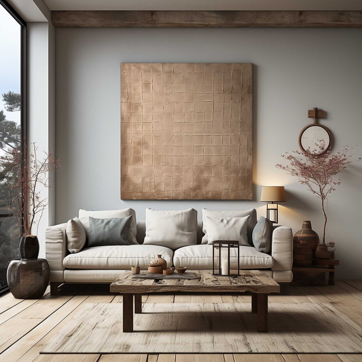 Wall Art Square Abstract Subtle Grid