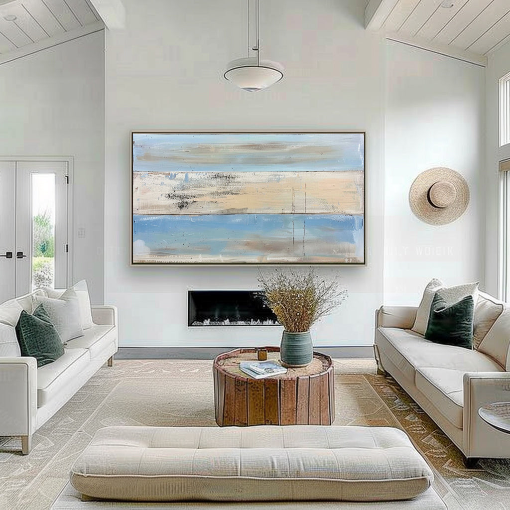 Soft Coastal Art Blue-Neutral Textures & Distressed Painting