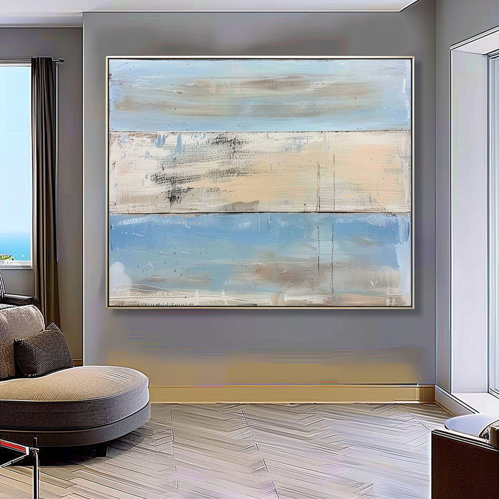 Soft Coastal Art Blue-Neutral Textures & Distressed Painting