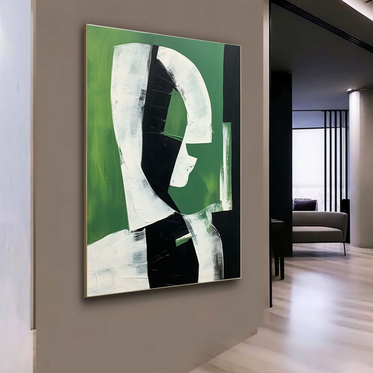 Dark Green Minimalist Figure Wall Art Luxury Decor