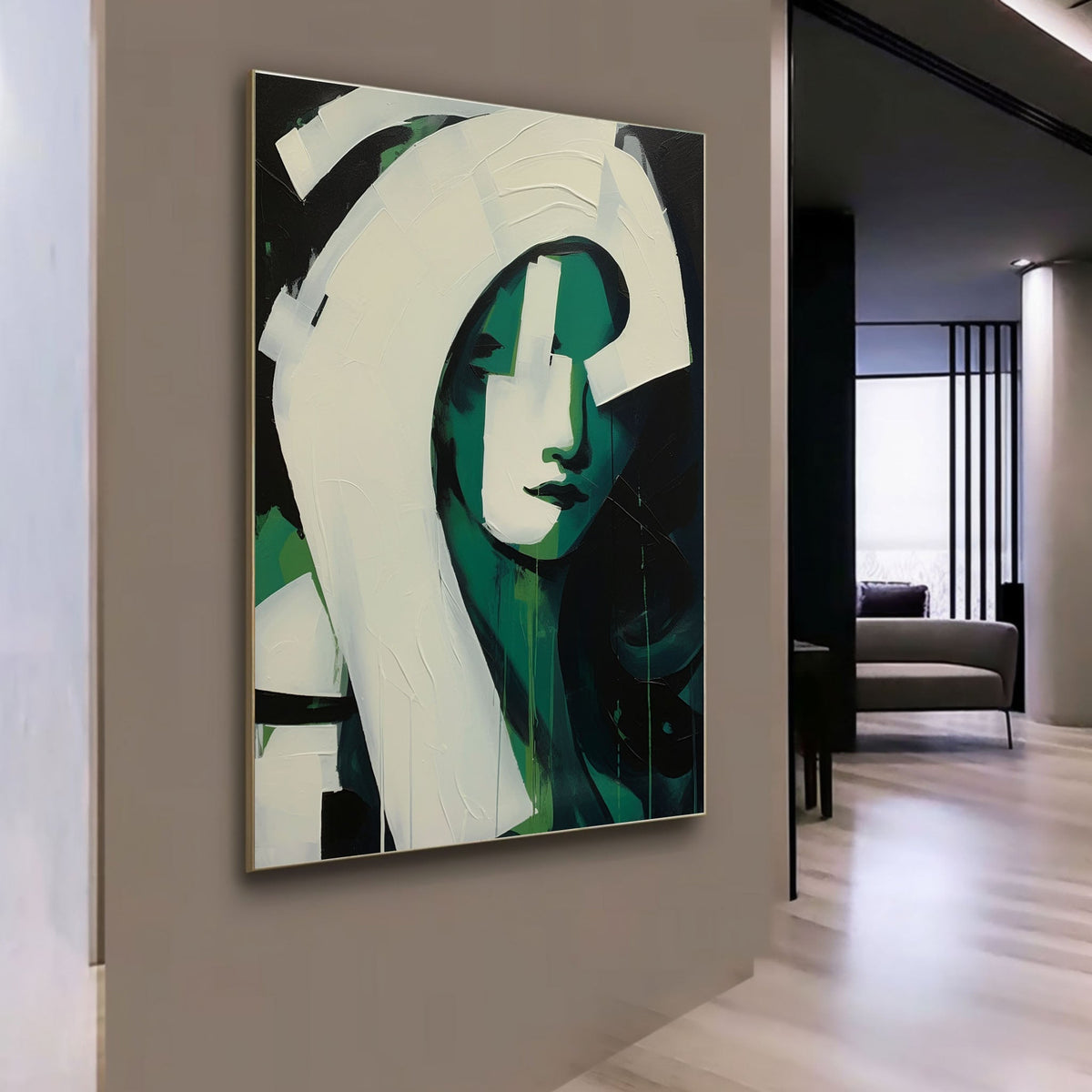 Wall Art Green Waves Contemporary Abstract Minimalist