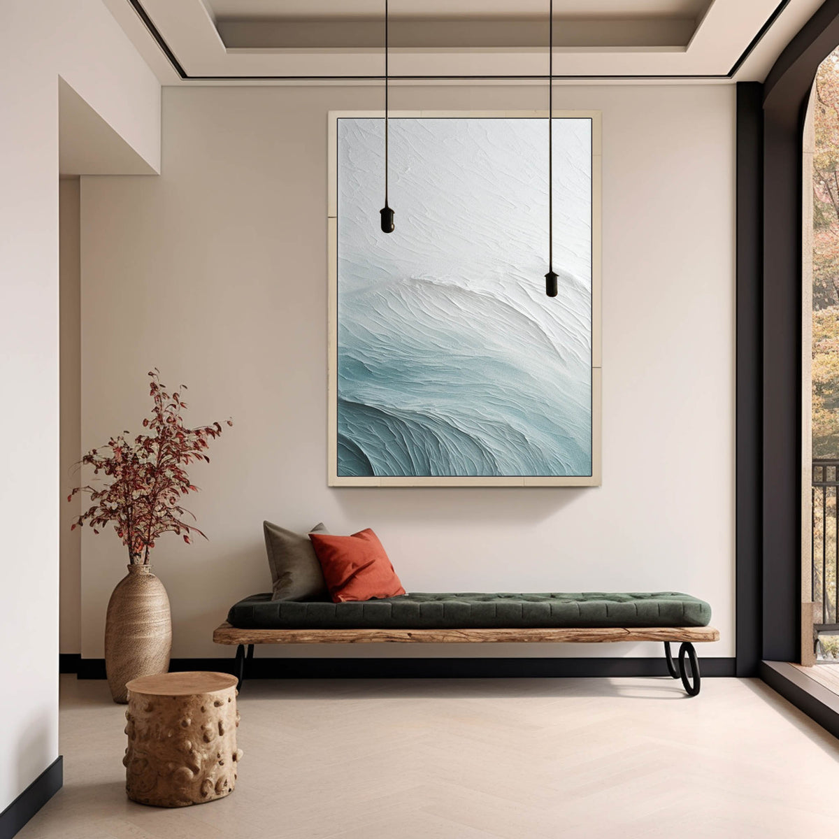 3D Textured Ocean Waves Coastal Wall Art