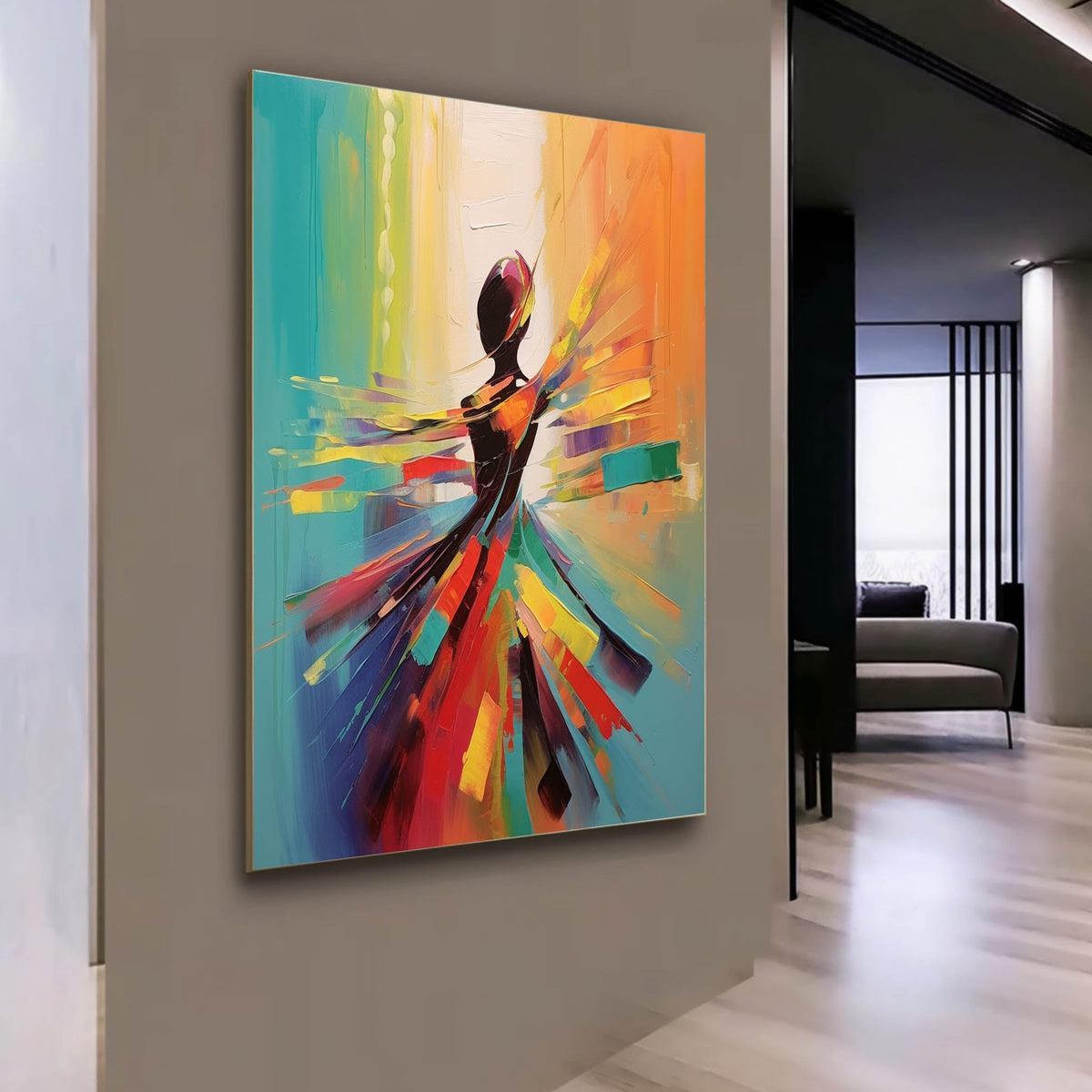 Wall Art Vibrant Dancer Silhouette Oil Painting