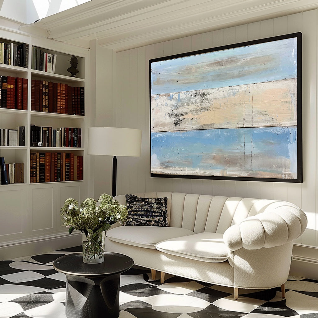 Soft Coastal Art Blue-Neutral Textures & Distressed Painting