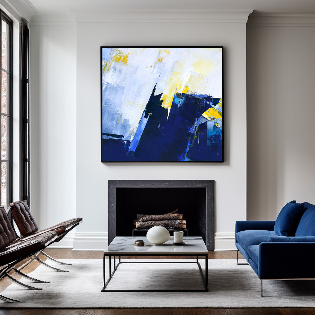 Blue Square Abstract Painting
