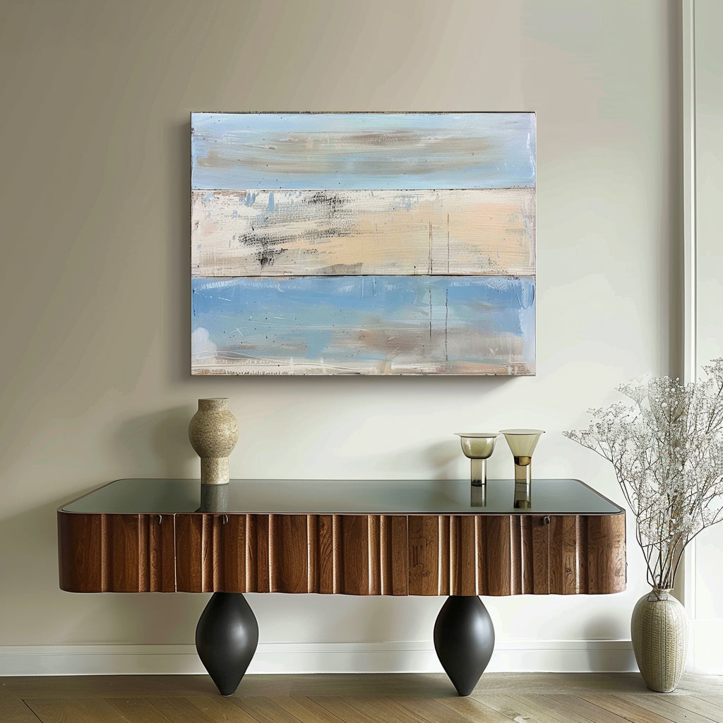 Soft Coastal Art Blue-Neutral Textures & Distressed Painting