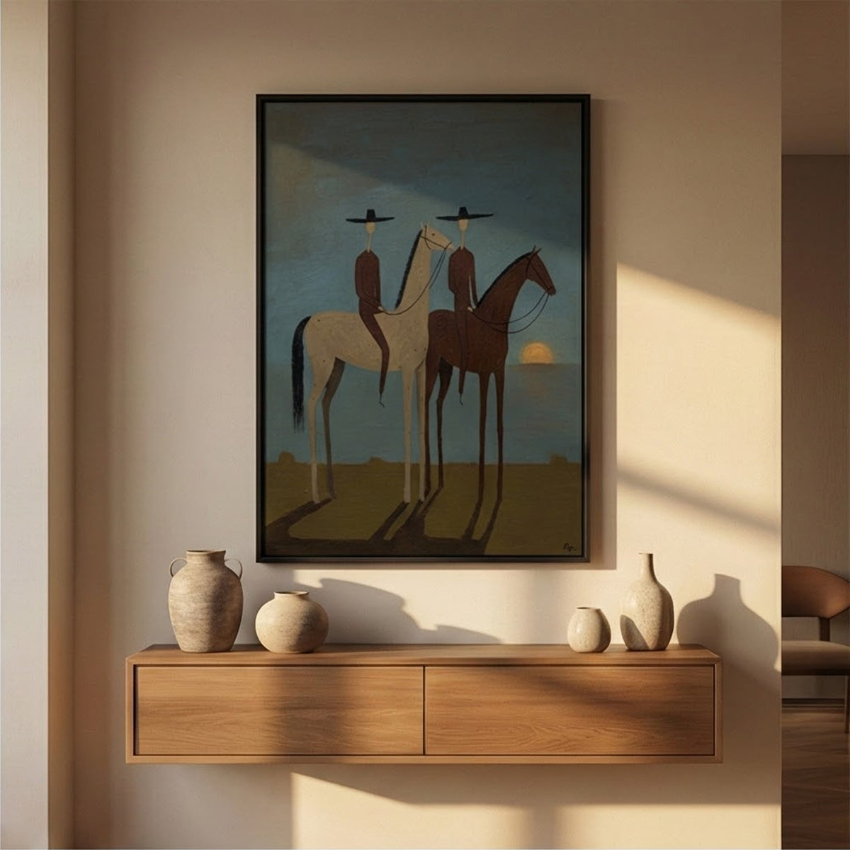 Sunset Riders Western Horse Oil Painting