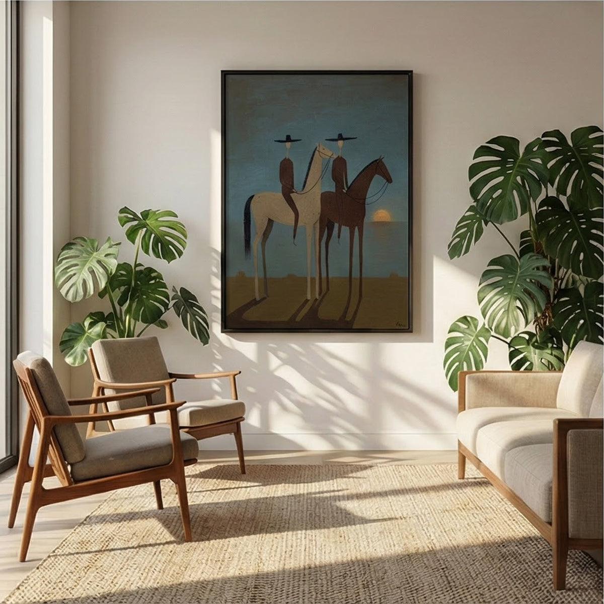 Sunset Riders Western Horse Oil Painting