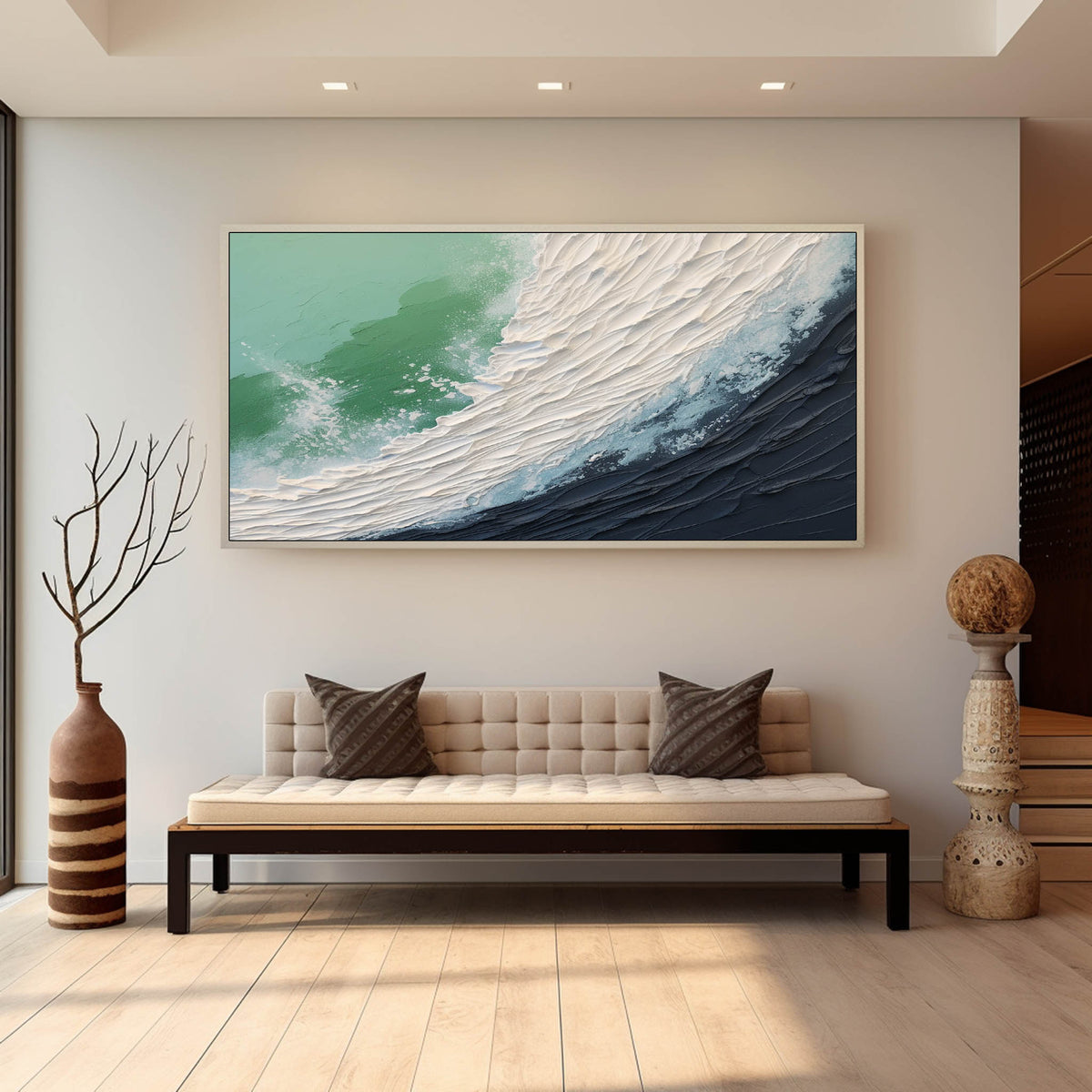 Wall Art Plaster Ocean Wave Dynamic