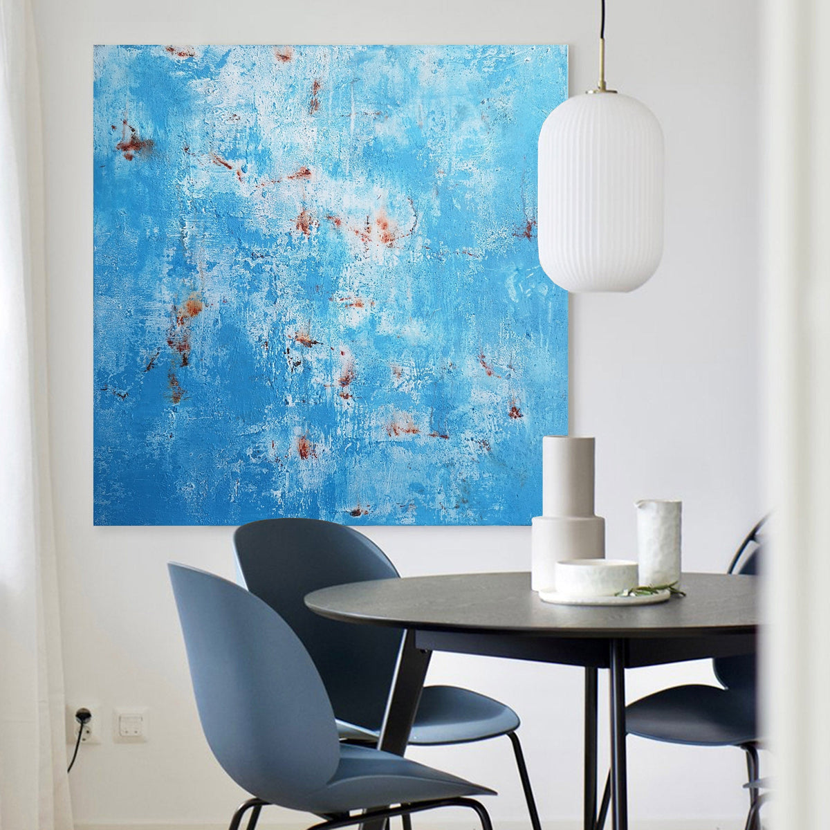 Blue And Rust Abstract Art
