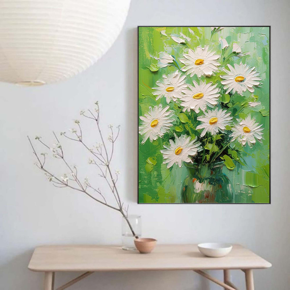 Colorful Textured Daisy Floral Oil Painting Impressionist