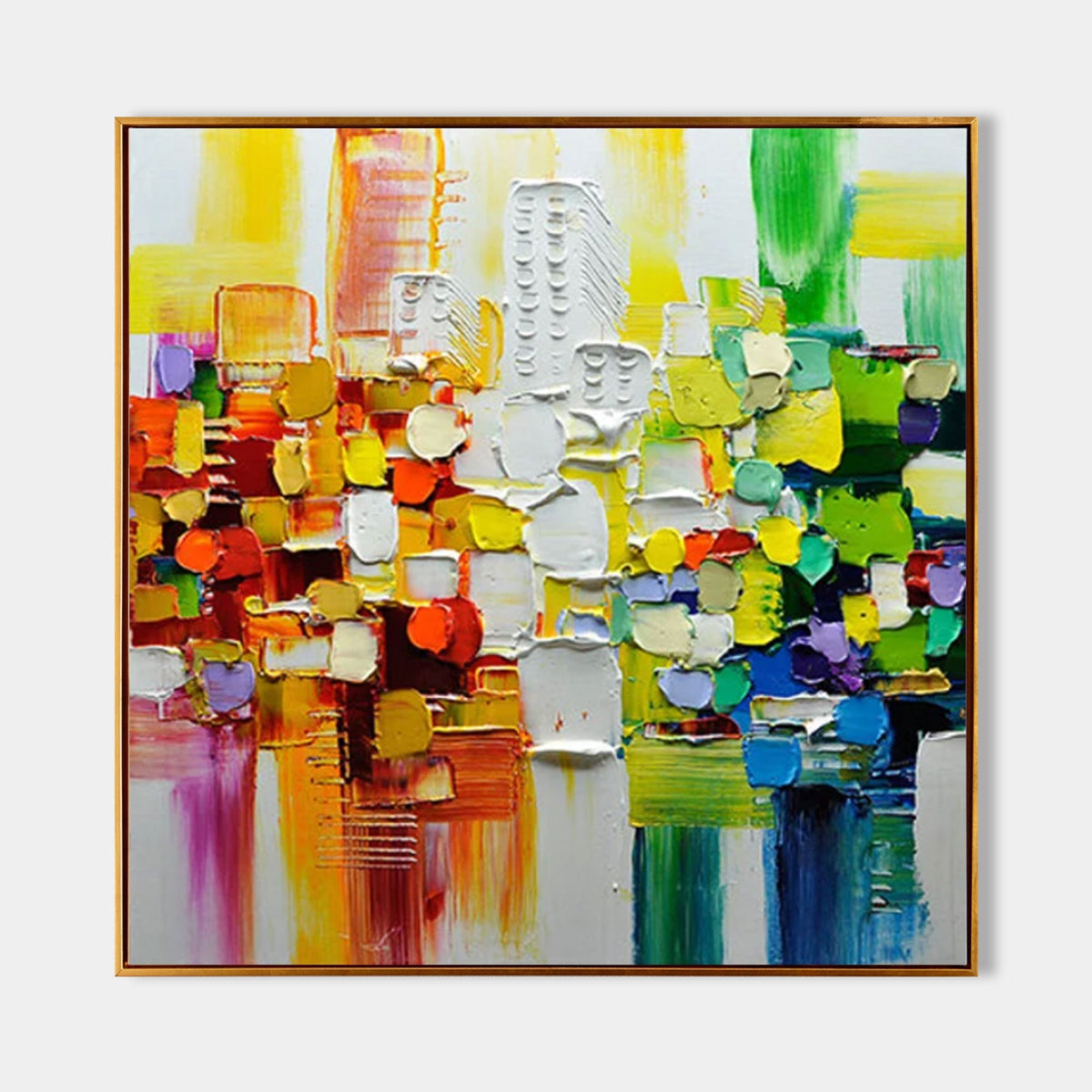 Vibrant Abstract Cityscape Oil Painting