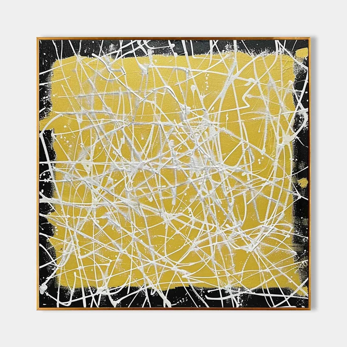 Bold Yellow Oil Painting White Web-Lines Vibrant