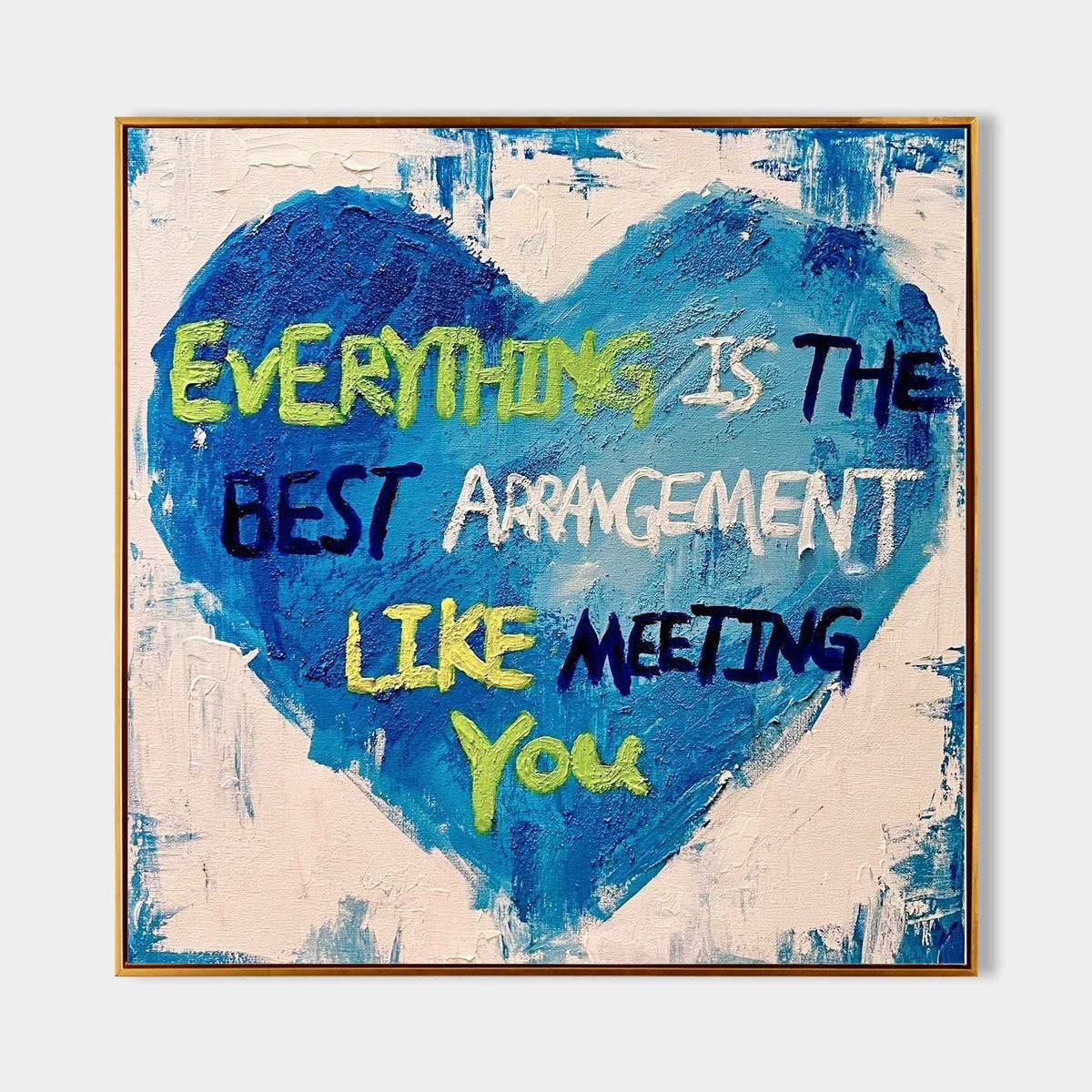 Wall Art Love Blue Vibrant Handwritten Abstract