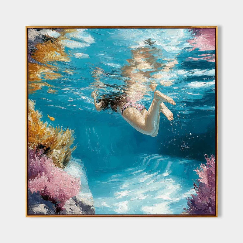 Tropical Underwater Snorkeling Impasto Painting