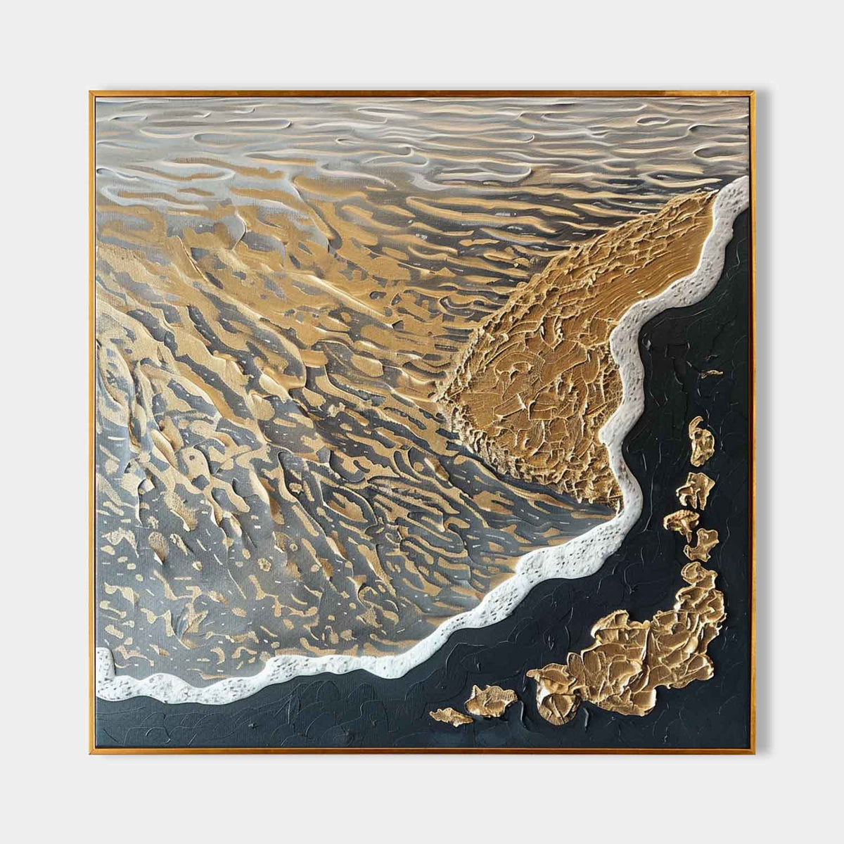 Wall Art Gold Leaf Coastal Abstract Canvas
