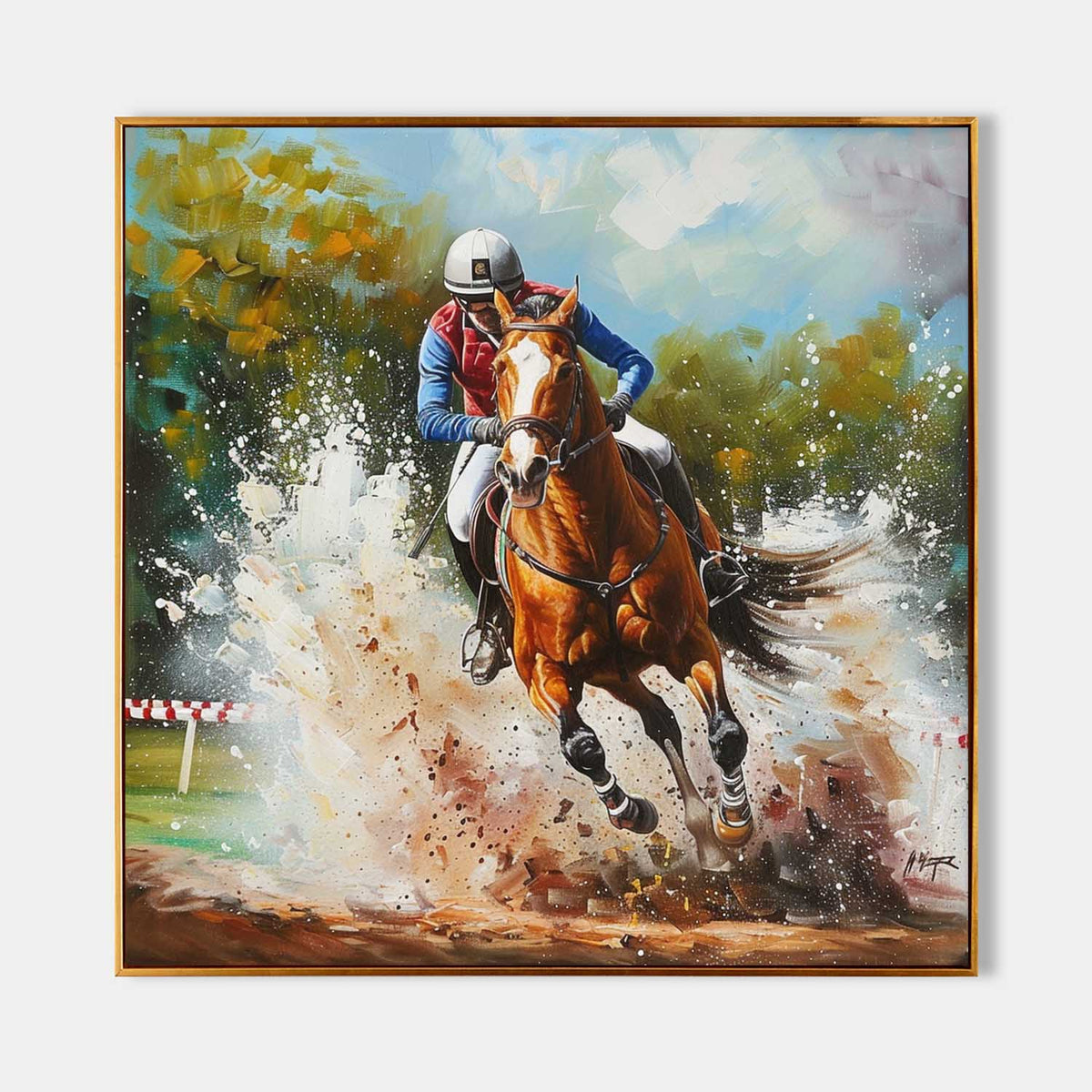 Equestrian Cross-Country 3D Impasto Painting