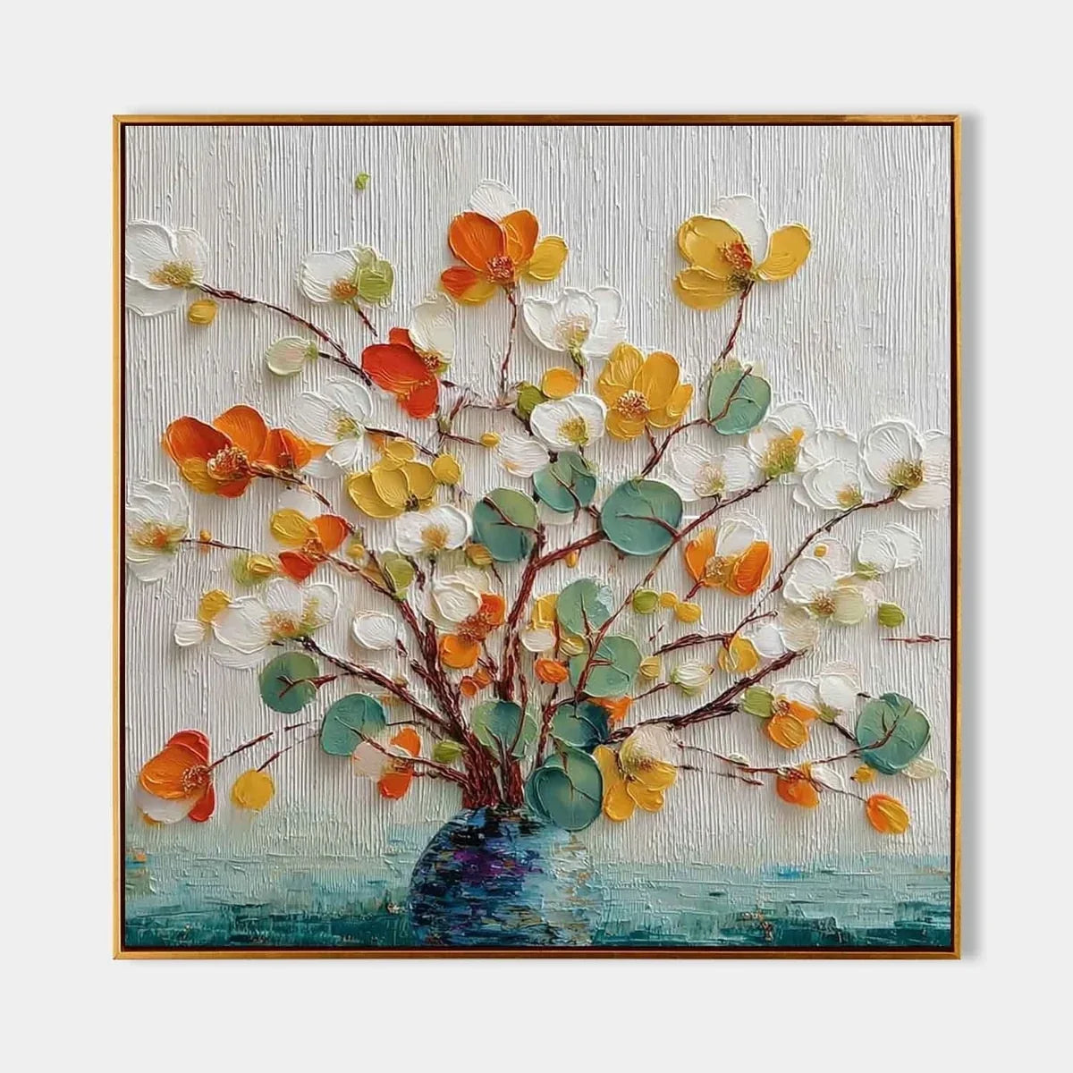 Autumn Blossom in Vase 3D Impasto Painting