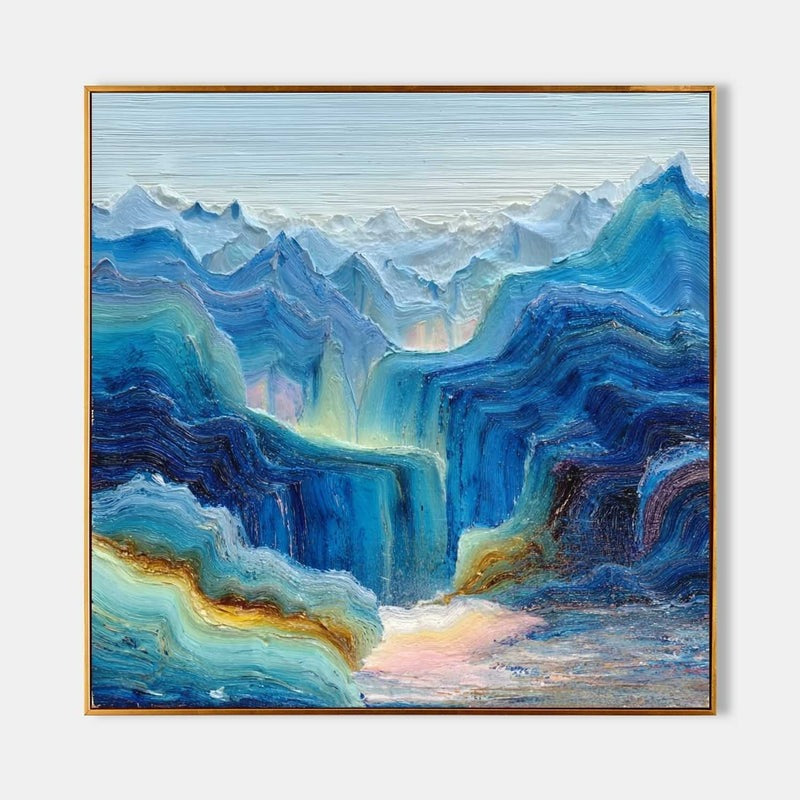 Wall Art Impressionist Blue Waterfall Mountain - Neutralighting