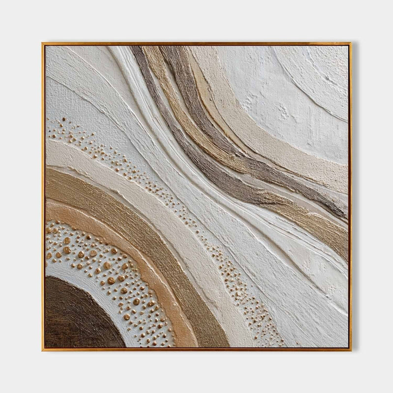 Wall Art Neutral Wave Abstract Gold Dot