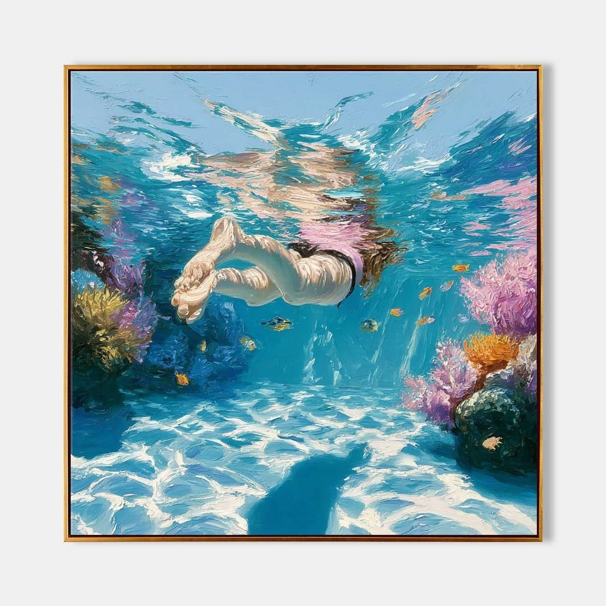 Wall Art Underwater Swimmer Coral Reef