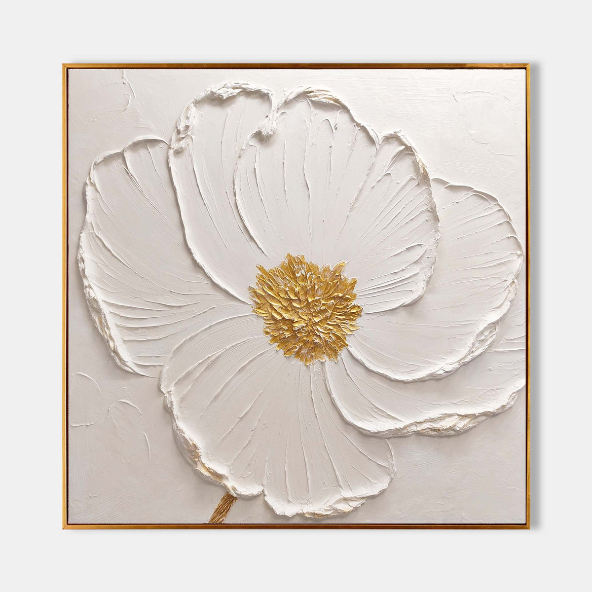 Elegant White Floral Relief Textured Wall Art