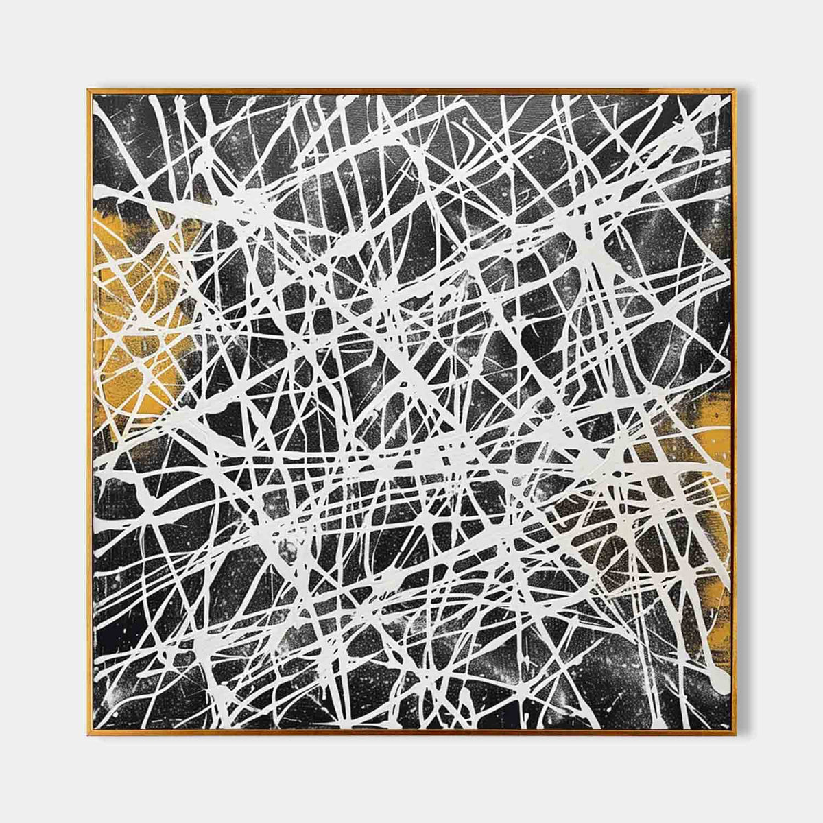 Tactile Web Oil Painting Black White Gold Bold