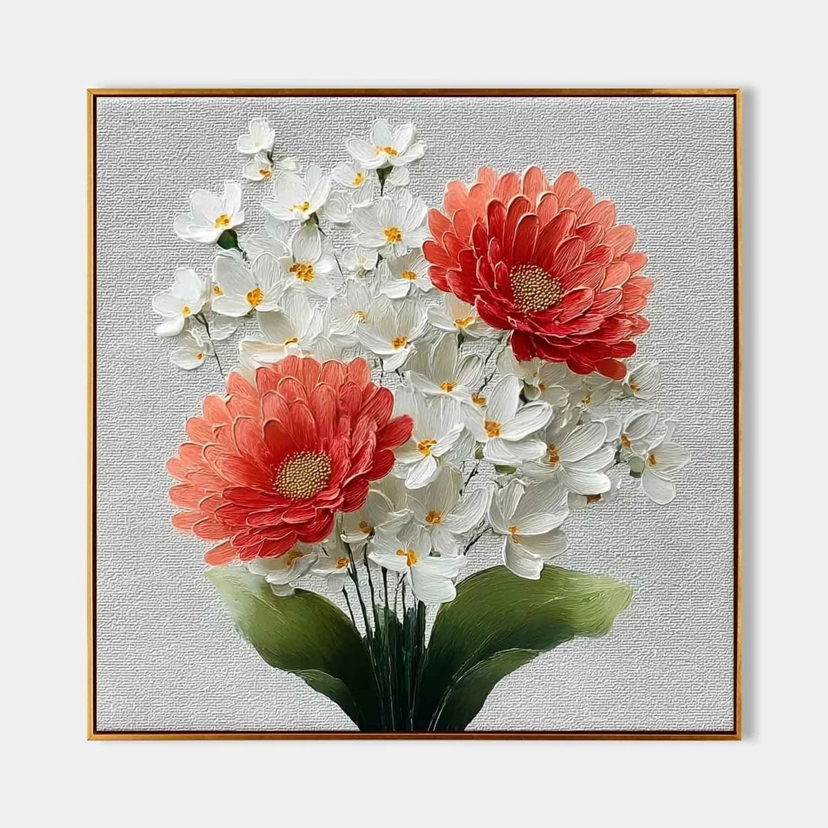 Daisy Bouquet 3D Textured Painting