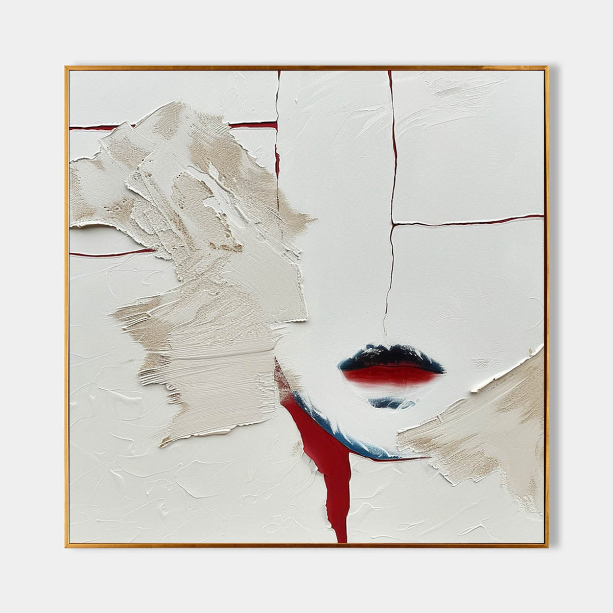 Minimalist Abstract Face Impasto Painting