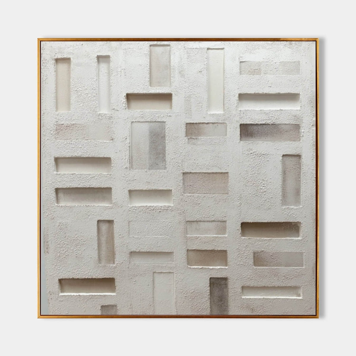 Wabi-Sabi Geometric Bas-Relief Painting
