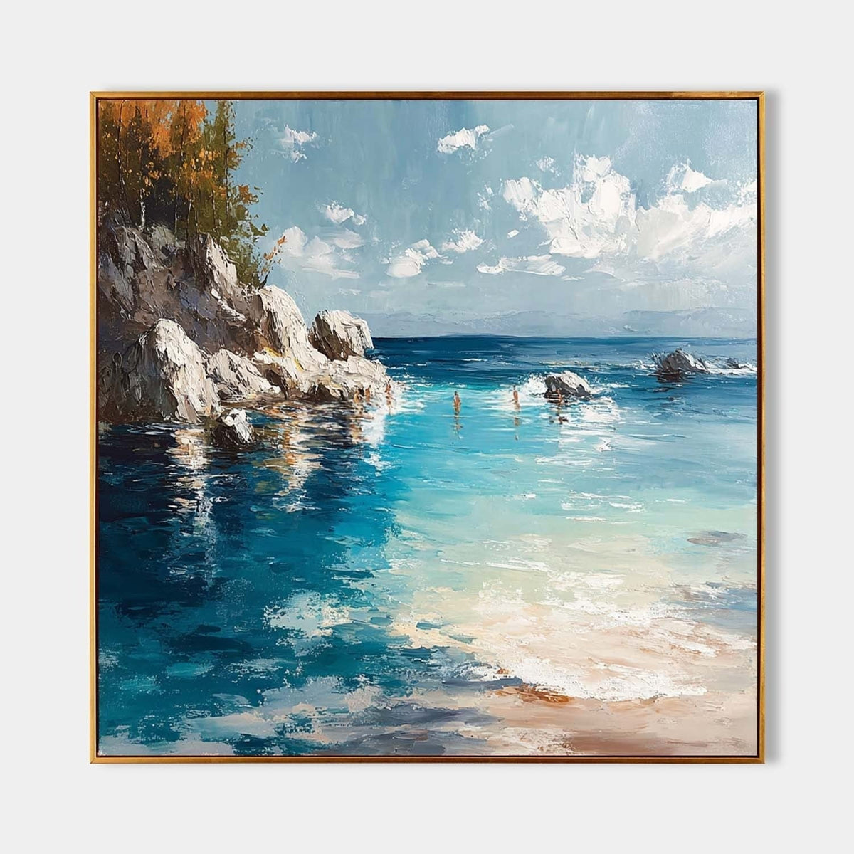 Cliffside Bay Impasto Painting