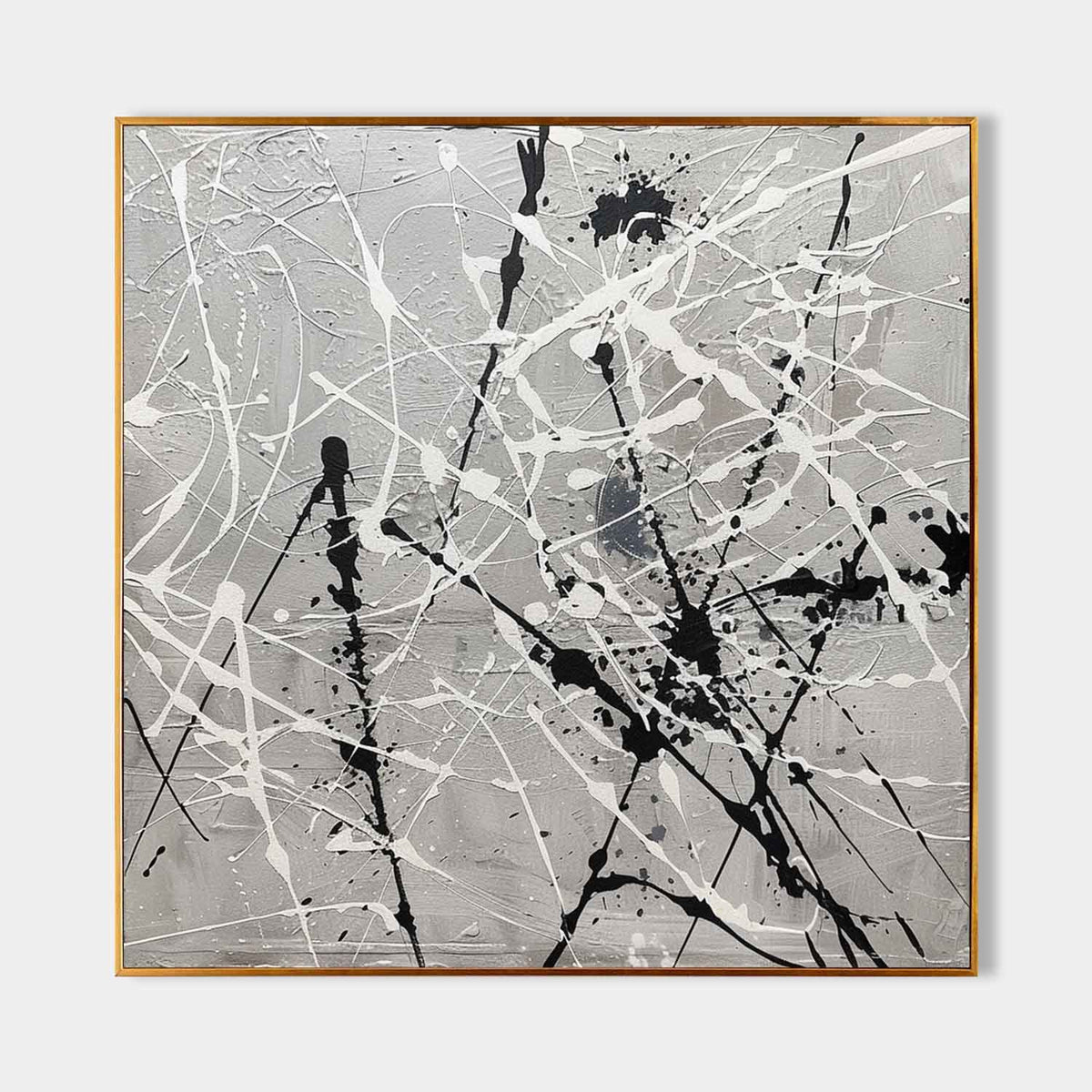 Tactile Floral Oil Painting Purple Blooms Beige Backdrop