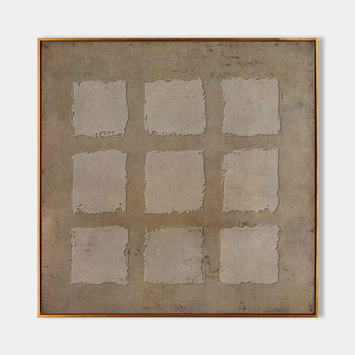 Wabi-Sabi Wall Art Minimalist Grid Texture Painting