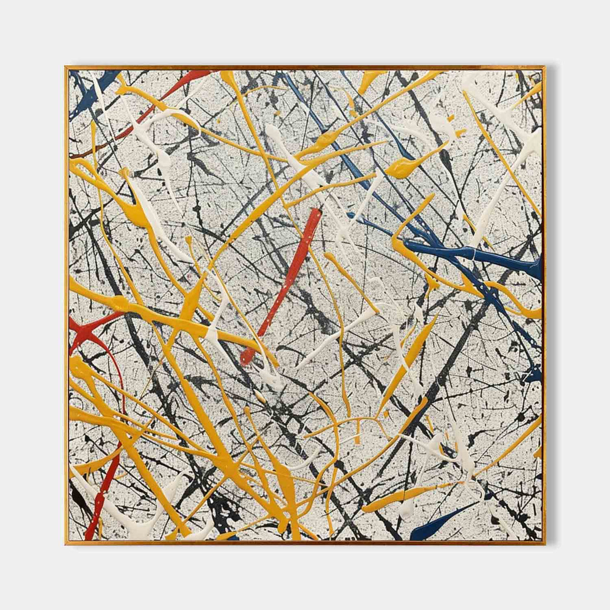 Wall Art Crisscrossing Colorful Drip Line Yellow