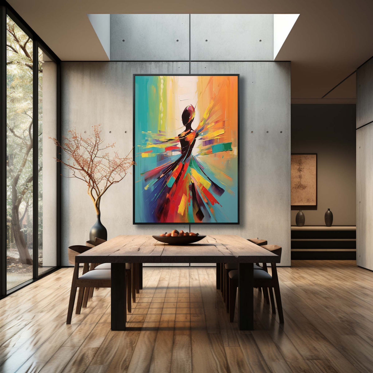 Wall Art Vibrant Dancer Silhouette Oil Painting