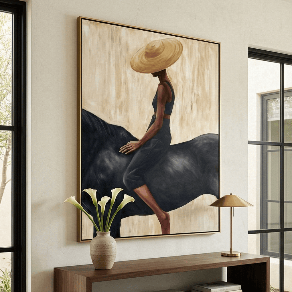 Silent Ascent Cowgirl and Horse Oil Painting