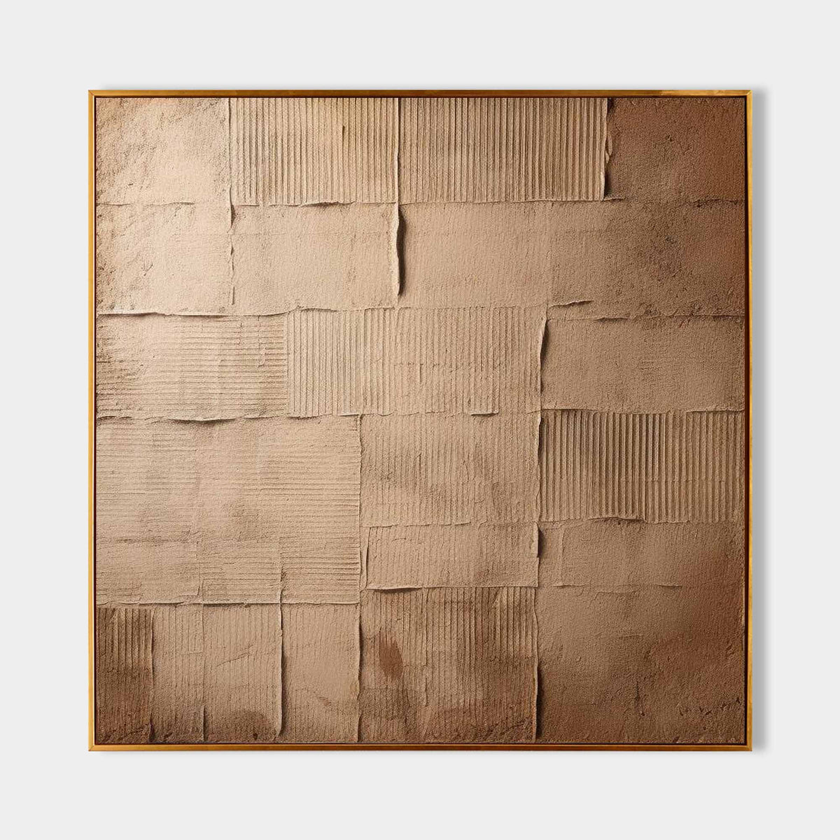 Earthy Neutral Textured Layered Panel Oil Painting