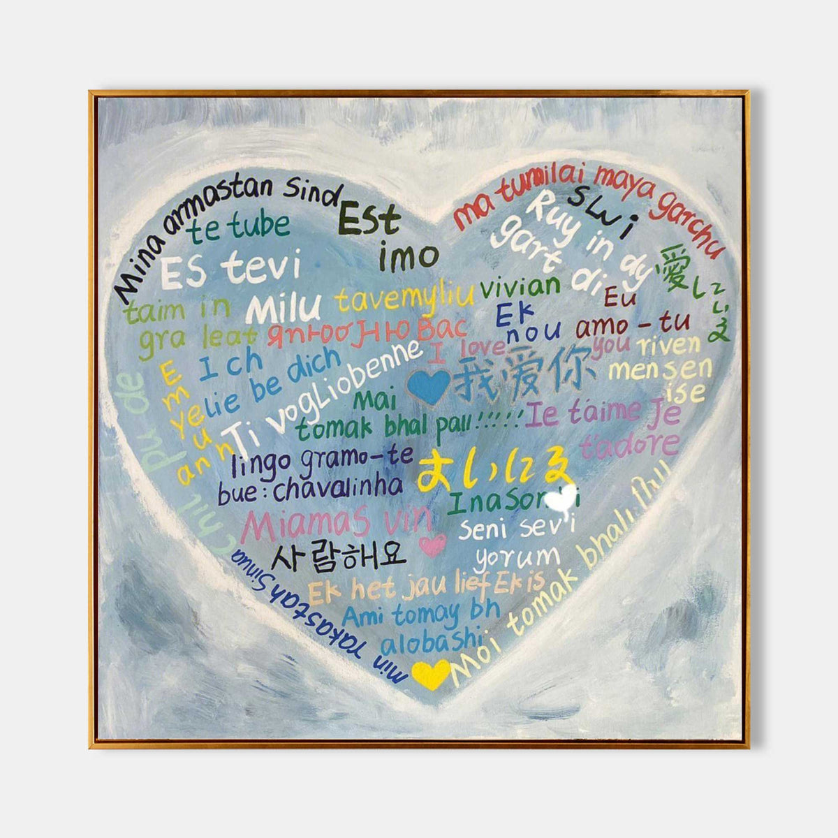Wall Art Texture Love Heart Typographic Textured Painting