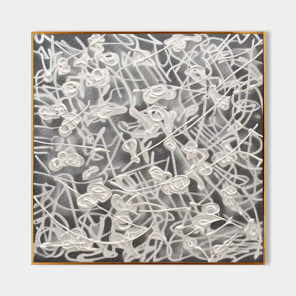 Textured Monochrome Relief Oil Painting 3D Strokes
