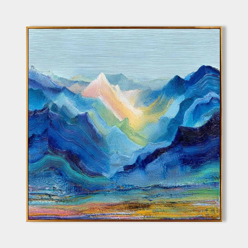 Wall Art Impressionist Abstract Sunlit Mountain - Neutralighting