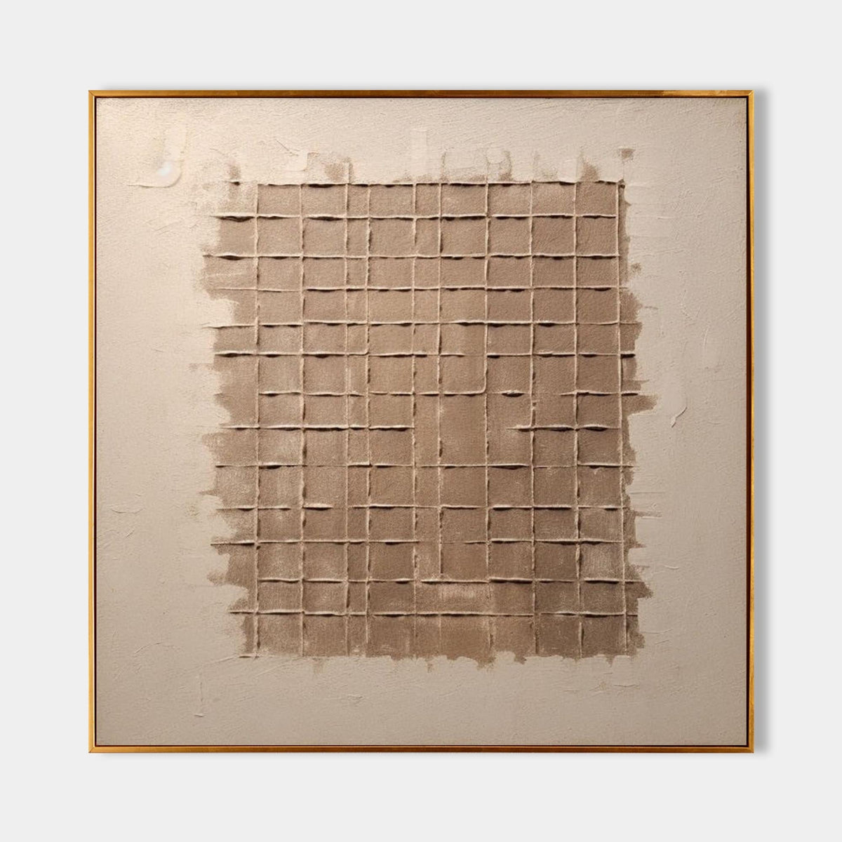 Wabi-Sabi Grid Texture Bas-Relief Painting
