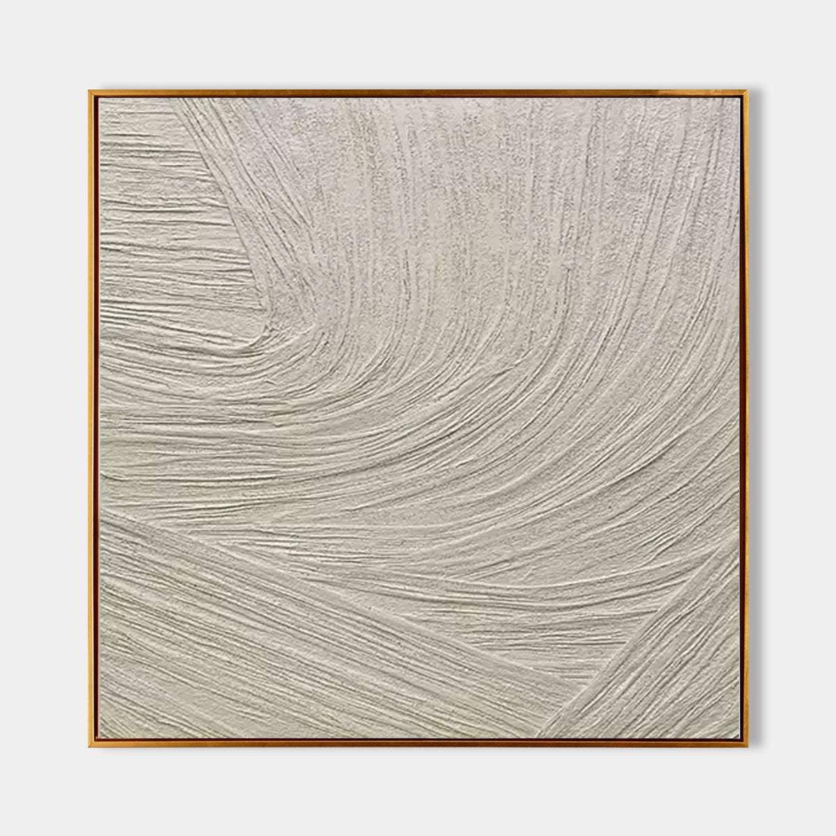 Wall Art Neutral Spiral Linear Bas-Relief Abstract Oil Painting
