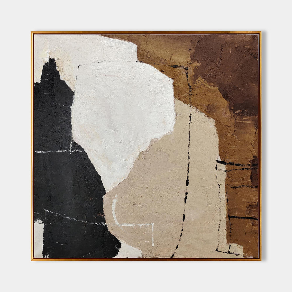 Earthy Black White Organic Abstract Wall Art