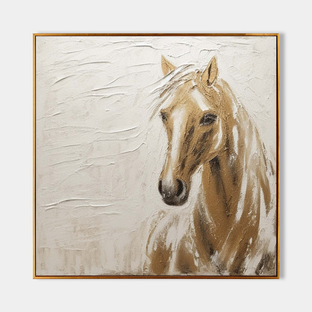 Wabi-Sabi Wall Art Textured Horse Portrait Painting