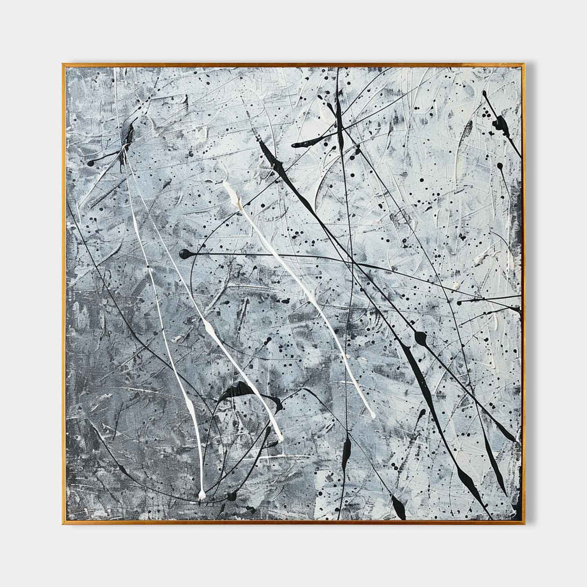 Textured Monochrome Splatter Oil Painting Sleek
