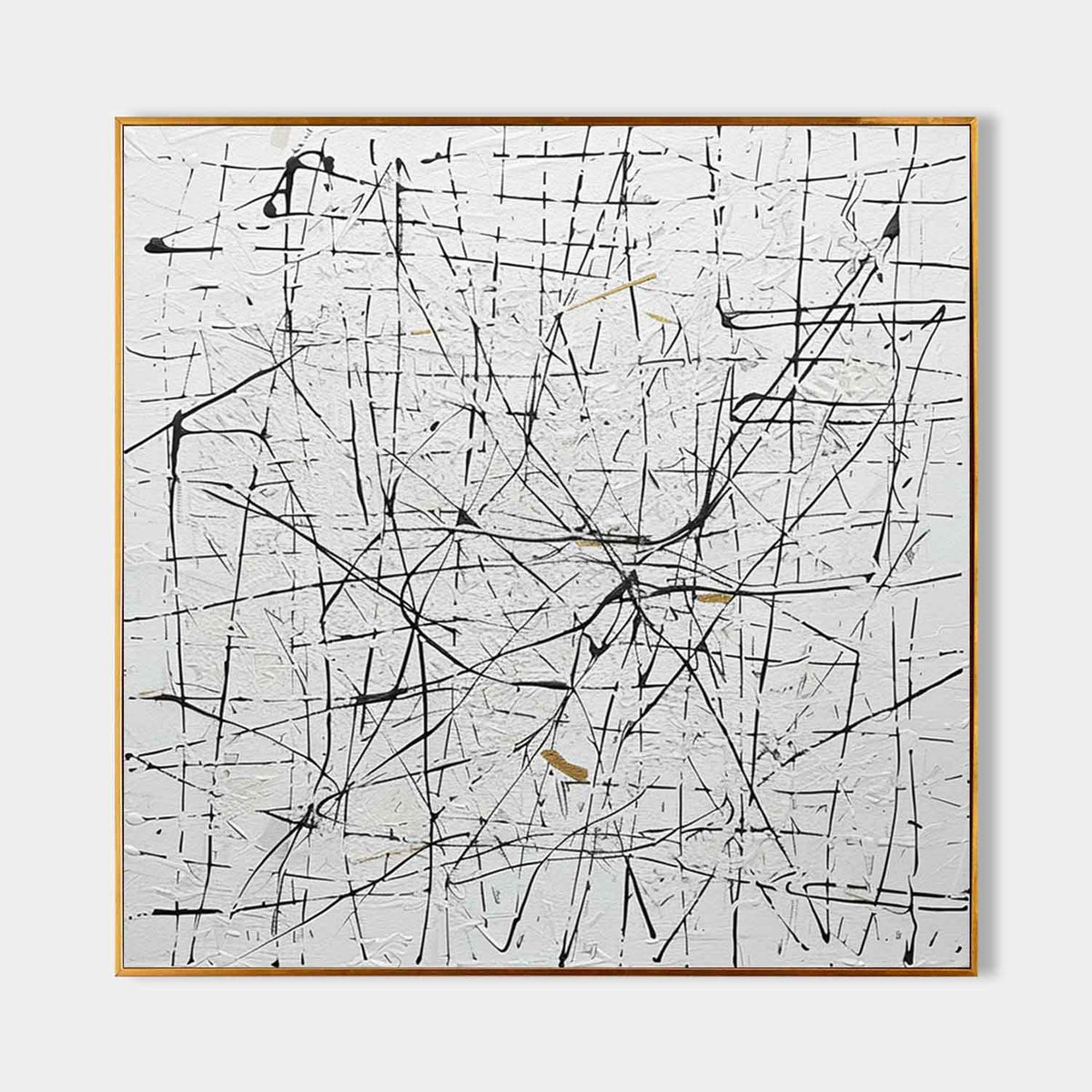 Wall Art Expressionist Minimalist Black White Gold