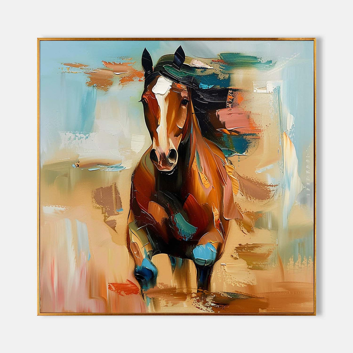Wall Art Chestnut Running Horse Abstract