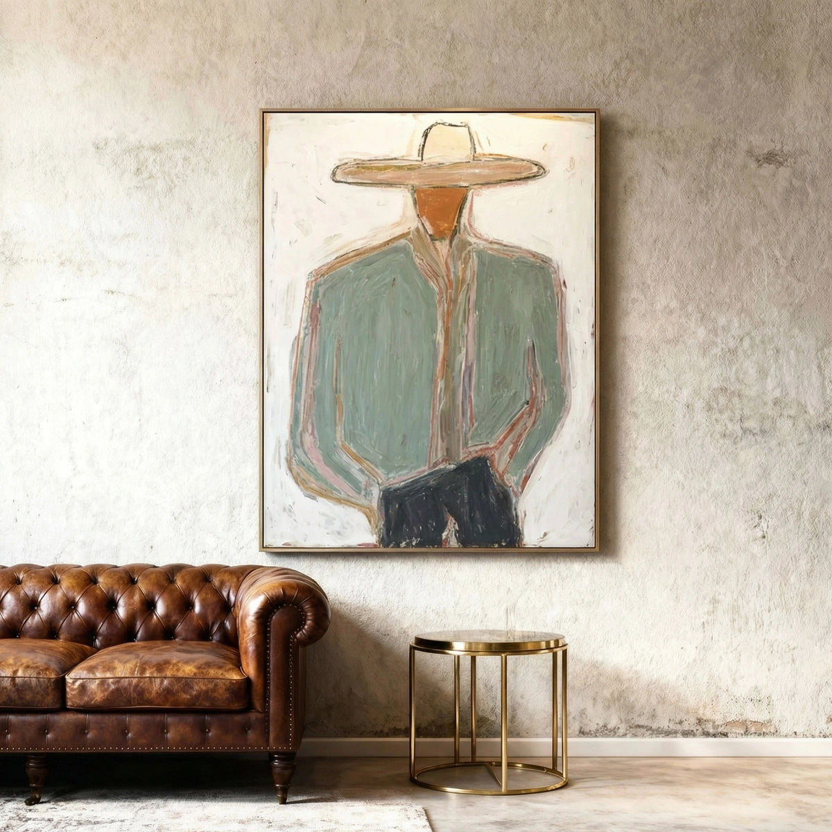 Minimal Cowboy Figure Oil Painting