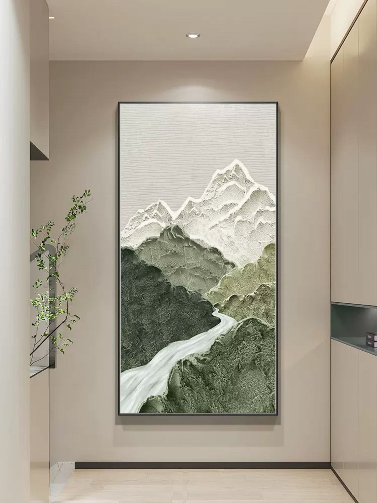 3D Textured Mountain Landscape Painting Minimalist Nature