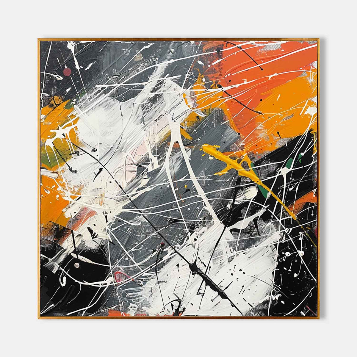Wall Art Abstract Bold Orange Accent Blocks Expressionism
